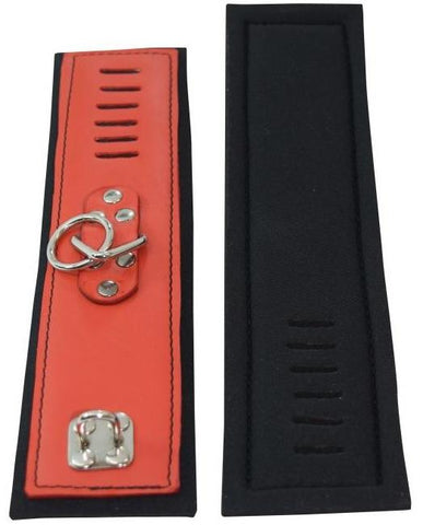 Red Buckleless Leather Cuffs with Neoprene Lining
