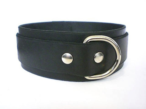Single Ring Black Leather Restraint Collar