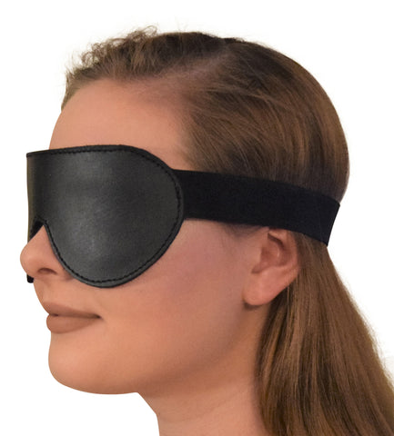 Genuine Leather Padded Eye Mask / Blindfold with Elastic Strap