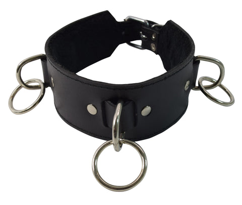 Three Ring Leather Collar with O-Ring