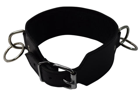 Three Ring Leather Collar with O-Ring