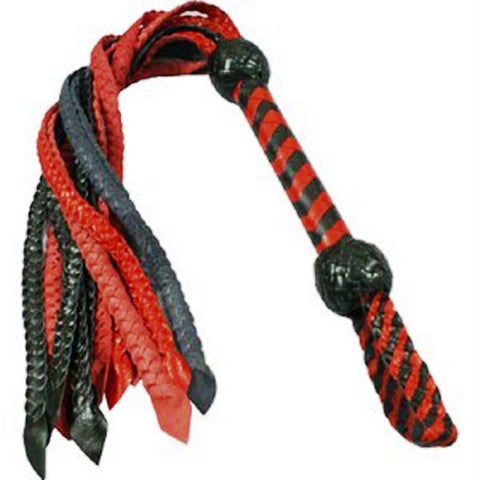 Red and Black Braided Leather Flogger