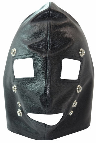 Genuine Leather Sensory Deprivation Hood w/ Attachable Blindfold and Gag