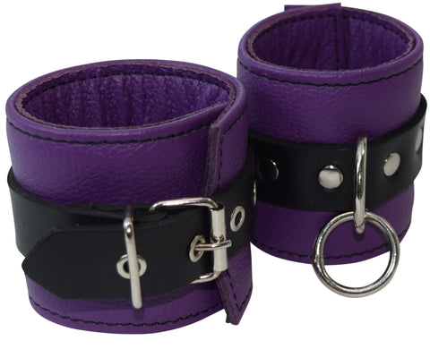 Purple Genuine Leather Cuffs