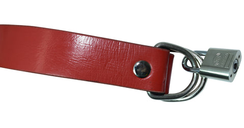 Red Leather Padlock Collar