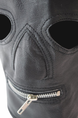 Leather Zombie Mask with Zipper