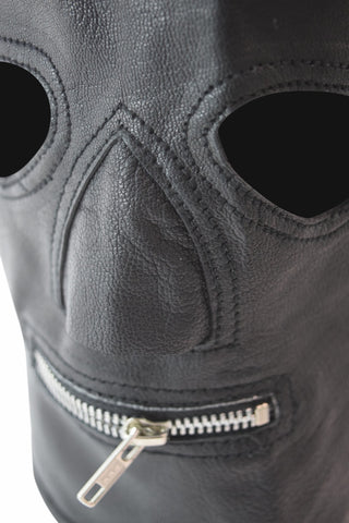 Leather Zombie Mask with Zipper