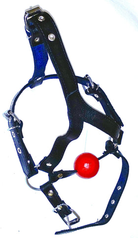 Leather Ball Gag Head Harness